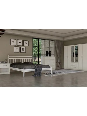 Vivense Metalia Yatak Odası Takımı, Beyaz, 6 Kapaklı
