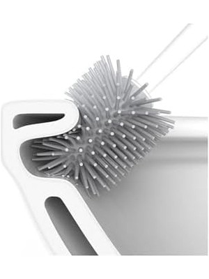 Ozcmax Silikon Wc Tuvalet Banyo Fırçası Klozet Fırçası Oval Siyah