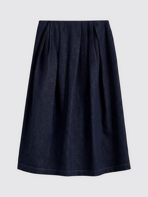 LC Waikiki Lcw Vision Indigo Beli Fermuarlı Pileli Jean Etek