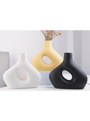 Vivense Feri Soyut Vazo Set, Siyah Beyaz Sarı