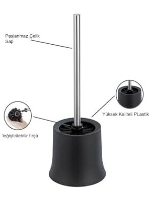 Ozcmax Siyah, Tuvalet Fırçası Paslanmaz