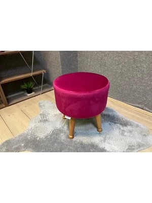 Vivense Miskin Puf, Fuşya, Ahşap, Naturel Ayak