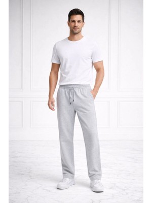 Marsilyan Erkek Düz Paça Beli Lastikli Eşofman Alt Pantolon - Gri
