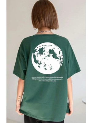 Punix Büyük Beden Özel Seri  The Moon Sırt Baskılı %100 Pamuk Oversize Modern Kadın T-Shirt