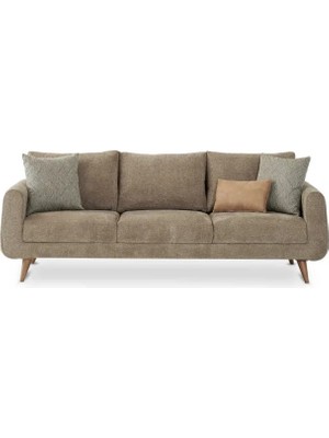 Alfemo Amber Üçlü Koltuk-Beyaz