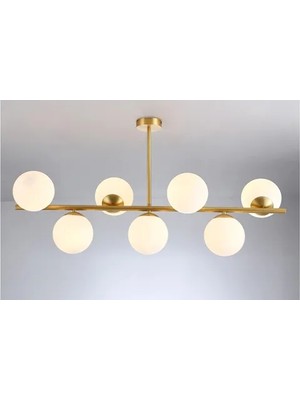 Vivense Ecem Sıralı Eskitme Gold Kasalı Yedili Avize, Beyaz Camlı