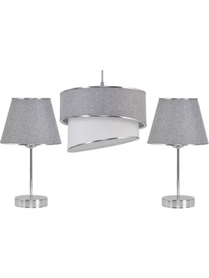Vivense Evlight Sarkıt Avize Abajur Seti, Tekli, Gri
