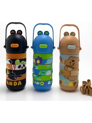 Zenvia Yapboz Tasarımlı Çocuk Termosu - Paslanmaz Çelik Pipetli ve Askılı Matara ALK4653