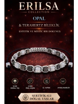 Erilsa Sertifikalı Opal Taşı Terahertz Bileklik - 4 mm Küp Kesim – Doğal Taş El Yapımı Ayarlanabilir