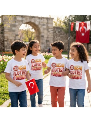 Durak Reklam 23 Nisan Çocuk Bayramı Tshirt Tasarımları Ütüyle Yapışan Dtf Tekstil Baskısı