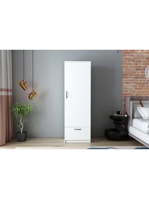 Vivense Santa Gardırop, Tek Kapak Askılı, Beyaz