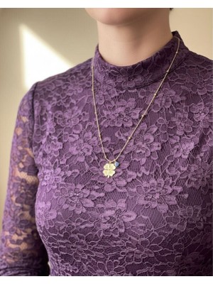 Atlasın Evreni Altın Yonca Kolye Çok Renkli - Standart