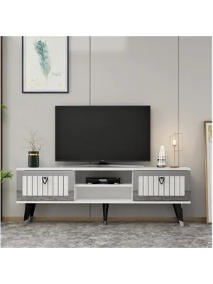 Vivense Lidyact Tv Standı, Beyaz Gümüş