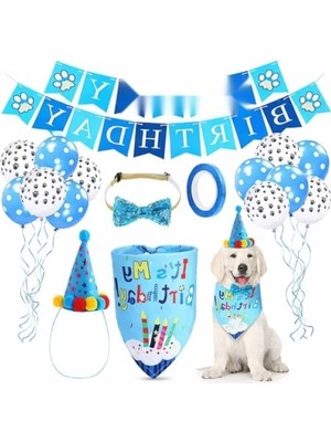 Esranın Dünyası Doğum Günü Için Evcil Hayvan Süsleme Seti - Mavi