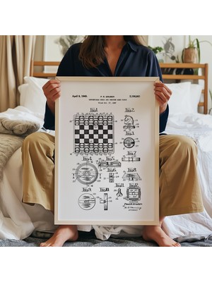Pegziz Satranç Patent Çizim Çerçeveli Tablo