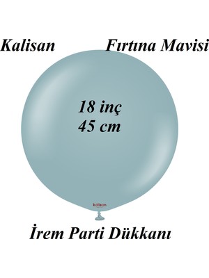 İrem Parti Dükkanı Kalisan Retro Fırtına Mavisi Latex Balon 2 Adet 18 Inç 45 cm