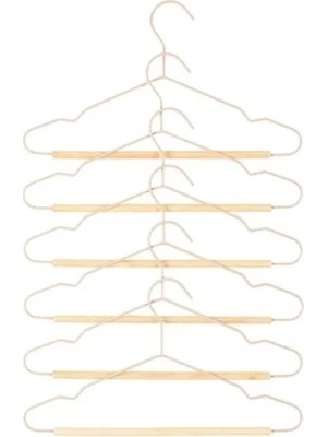 Calperia 6'lı Pembe Kauçuk Kaplamalı Metal Çocuk Giysi Askısı