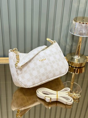 Özbu Gold Zincir Detaylı Kaliteli Şık El ve Omuz Askılı Baget Çanta