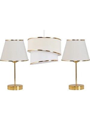 Vivense Evlight Sarkıt Avize Abajur 3 Lü Set, Krem