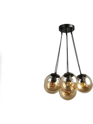 Vivense Glass World Avize, Siyah Bal, Altılı