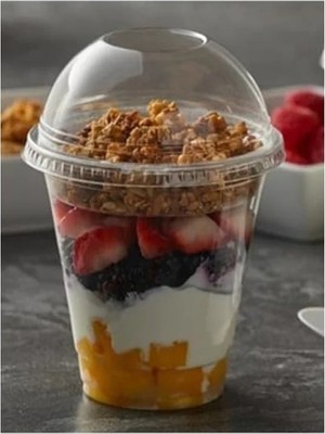 Calperia Kapaklı 350 cc Pet Plastik Milkshake Limonata Bardağı - 50 Adet