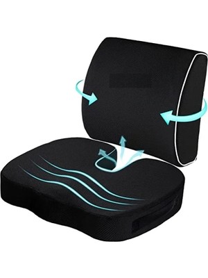 Calperia Ortopedik Visco Yastık ve Cocix Oturma Minderi Seti - Siyah