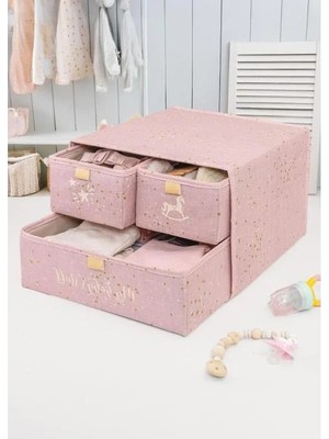 Calperia Pembe Renkli Bebek Odası Için 3'lü Çekmece Düzenleyici