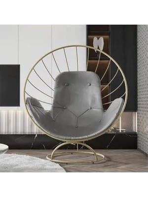 Vivense Marash Home Berjer, Gri, Gold Ayak