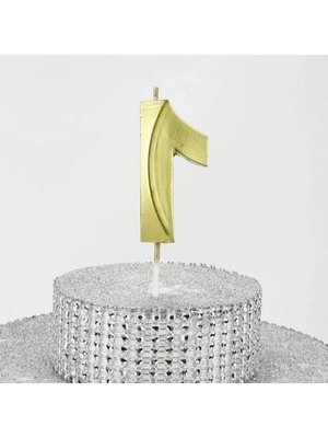 Calperia Altın Renkli 1 Sayılı Mum - 6.5 cm