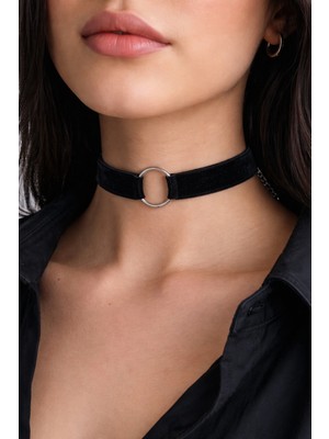 Liora De Mar Kadife Choker Velvet O-Ring Noir