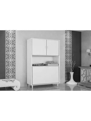 Vivense Modilayn Nuvano Banyo Dolabı, Sepetli, Beyaz