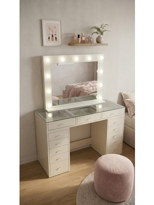 Diavse Ev Yaşam Star Spot Işıklı Makyaj Masası Takı Düzenleyici Beyaz