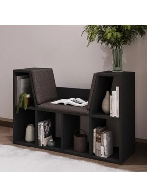 Calperia Minimalist Tasarımlı 103 cm Minderli Kitaplık - Antrasit