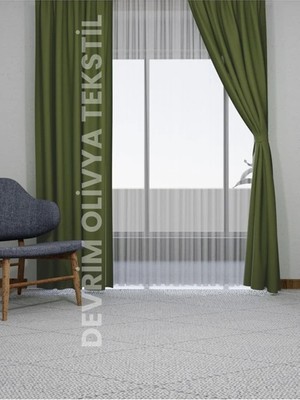 Taç Yeşil Blackout Işık Geçirmez Kornişli Karartma Saten Perde Lüks Fon Perde Antrasit