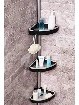 Calperia Siyah Dekoratif Banyo Köşe Rafı