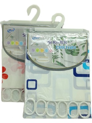 Calperia Çif Kanat Pvc Banyo Perdesi 2  Parça  x 90X180CM - 12 Halkalı (5047)