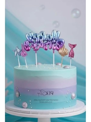 Calperia Deniz Kızı Temalı 5'li Doğum Günü Pasta Mum Seti