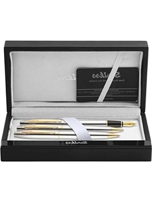 Calperia Dolma Kalem ve Tükenmez Kalem Takımı Krom Altın