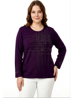 Gürkan Kadın Taşlı Desen Mevsimlik Triko Bluz BGL-ST05291