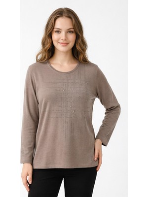 Gürkan Kadın Taşlı Desen Mevsimlik Triko Bluz BGL-ST05291