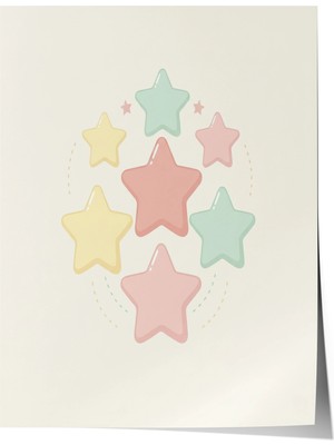 Zestia Poster Pastel Yıldızlar Gökyüzü Rüyası Minimal Çocuk Odası Dekoru