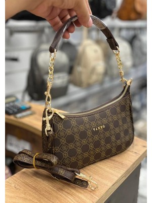 Özbu Gold Zincir Detaylı Kaliteli Şık El ve Omuz Askılı Baget Çanta