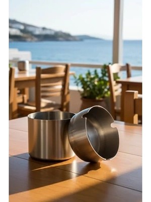 Calperia 304 Kalite Paslanmaz Çelik Kapaklı Küllük, Araç Uyumlu