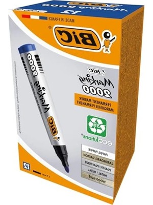 Calperia Mavi 12'li Kutu Yuvarlak Uçlu Permanent Markör, Hızlı Kuruyan