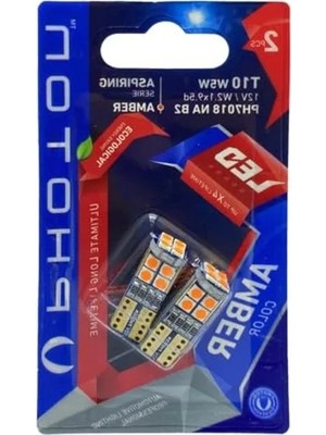 Calperia Amber LED Ampul, T10 W5W 12V 12'li Blister