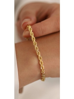 Wind Silver Kalın Burgu Bileklik 925 Ayar