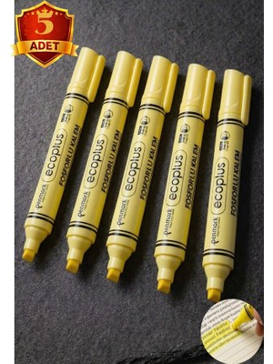 Artlantis Sarı Fosforlu Kalem Neon Renkli 5 Adet Kesik Uç 1-5mm Işaretleme Kalemi Canlı Renk Okul Ofis Tipi Işaretleme Kalemi