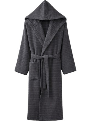 Pamuklu Kapüşonlu Bornoz Unisex Kadın Erkek Yumuşak Dokulu Premium Banyo Bornozu