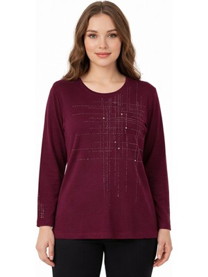 Gürkan Kadın Taşlı Desen Mevsimlik Triko Bluz BGL-ST05291