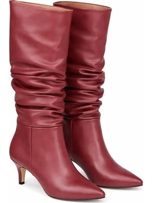 Les Passent Kadın Tamara Bordo Mat Körüklü Sivri Burun Çivi Topuk Çizme